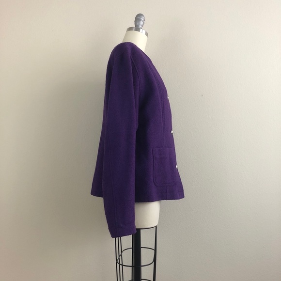 Anne Klein Wool Purple Button Down Blazer - Picture 2 of 4